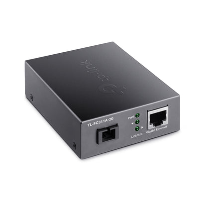 TP-Link TL-FC311A-20 Gigabit RJ45 to 1000Mbps Single-mode SC WDM Bi-Directional Media Fiber Converter Extends Up to 20km, Supports Auto-MDI/MDIX, Half/Full Duplex Wireless Networking