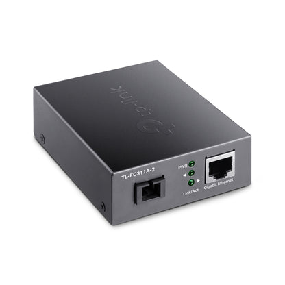 TP-Link TL-FC311A-2 Gigabit RJ45 to 1000Mbps Single Mode SC WDM Bi-Directional Media Fiber Converter Extends Up to 2km, Supports Auto-MDI/MDIX, Half/Full Duplex Wireless Networking