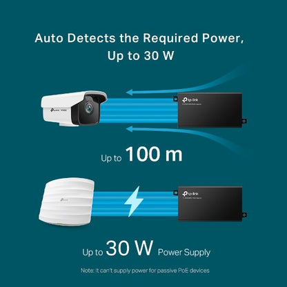 TP-Link TL-POE160S PoE+ Injector 10/100/1000Mbps Gigabit Ethernet Desktop & Wall Mounting Plug & Play with 100-240V AC Power Supply TP LINK TPLINK