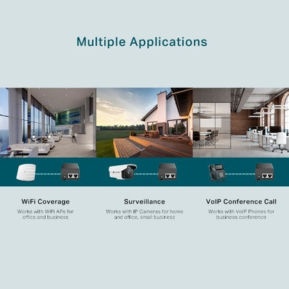 TP-Link TL-POE160S PoE+ Injector 10/100/1000Mbps Gigabit Ethernet Desktop & Wall Mounting Plug & Play with 100-240V AC Power Supply TP LINK TPLINK