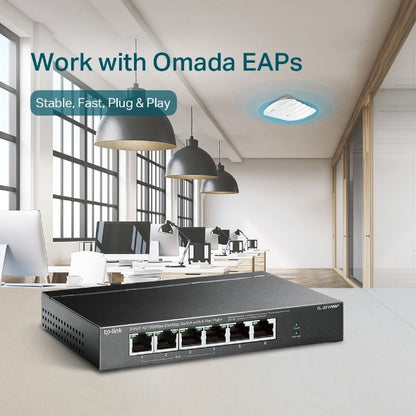 TP-Link TL-SF1006P 6-Port 10/100Mbps Desktop Switch with 4-Port PoE+ 67W Fanless Fast Ethernet Network Switch Hub (Pug & Play) with Auto-Negotiation and Auto-MDI/MDIX TP LINK TPLINK