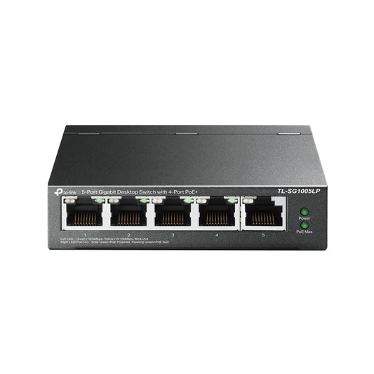 TP-Link TL-SG1005LP 5-Port Gigabit Desktop PoE Switch with 4-Port PoE+, 10Gbps Switching Capacity, 802.3af/at, 40W PoE Power, Driver Free, QoS for Traffic Prioritization, Multicast Optimization, Intelligent Power Management