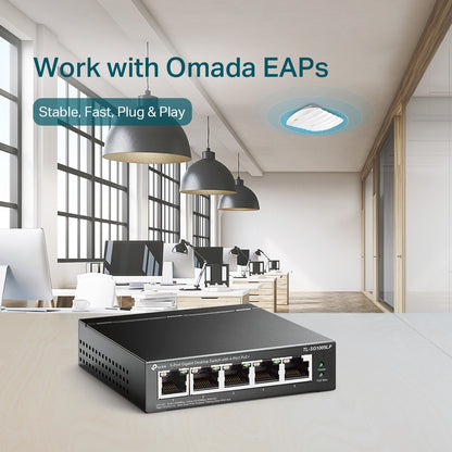 TP-Link TL-SG1005LP 5-Port Gigabit Desktop PoE Switch with 4-Port PoE+, 10Gbps Switching Capacity, 802.3af/at, 40W PoE Power, Driver Free, QoS for Traffic Prioritization, Multicast Optimization, Intelligent Power Management