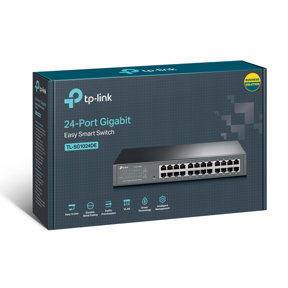 TP-Link 24 Port Gigabit Desktop / Rackmount Easy SMART Network Switch Fast Ethernet RJ45 Hub 10/100/1000Mbps Fanless Rack-Mountable Design with Auto-Negotiation Auto-MDI/MDIX Web Based UI User Interface | TL-SG1024DE, TL-SG1024D, TL-SG1024