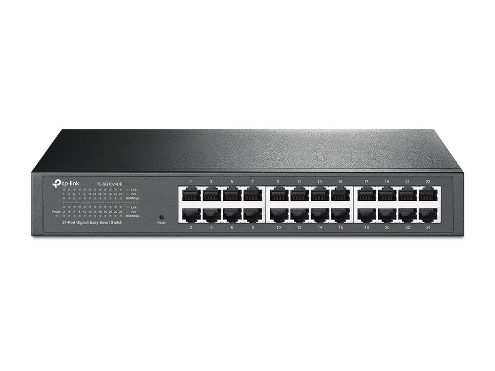 TP-Link 24 Port Gigabit Desktop / Rackmount Easy SMART Network Switch Fast Ethernet RJ45 Hub 10/100/1000Mbps Fanless Rack-Mountable Design with Auto-Negotiation Auto-MDI/MDIX Web Based UI User Interface | TL-SG1024DE, TL-SG1024D, TL-SG1024
