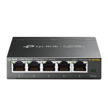TP-Link TL-SG105E 5-Port 10/100/1000Mbps Gigabit Unmanaged Pro Switch Fanless Gigabit Ethernet RJ45 Port Network Hub (Plug & Play) with Auto-Negotiation and Auto-MDI/MDIX Support TP LINK TPLINK