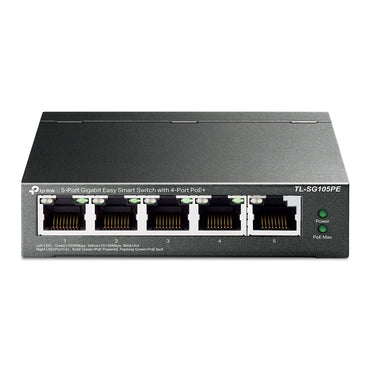 TP-Link 5 Port Gigabit Easy SMART 120W / 65W PoE+ Desktop Network Switch RJ45 Hub with Web Based UI User Interface, VLAN and PoE Auto Recovery, Fanless, QoS Traffic Priority, Plug and Play | TL-SG105MPE, TL-SG105PE