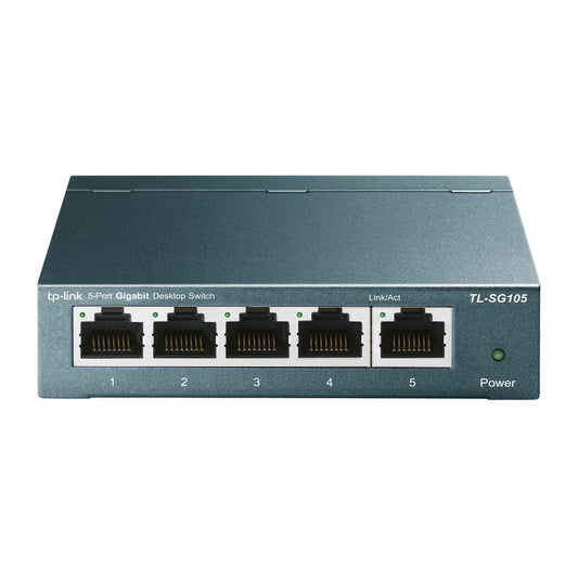 TP-Link TL-SG105 5-Port Gigabit Desktop Switch (Unmanaged) 5x Gigabit 10/100/1000Mbps RJ45 Ethernet Ports, Support  Auto-MDI/MDIX, 802.3X Flow Control, MTU/Port/Tag-based VLAN, QoS, IGMP Snooping, Web/Utility Management