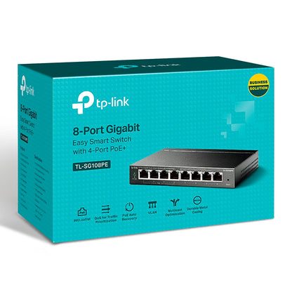 TP-Link TL-SG108PE 8 Port Gigabit Easy Smart Switch with 4 Port PoE 10/100/1000Mbps RJ45 Ethernet Hub - Smart Network Devices | TPLINK TP LINK