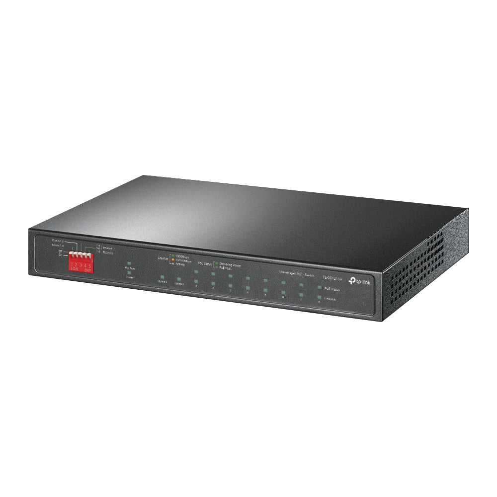 TP-Link 10 Port Gigabit Desktop Switch with 8 Port PoE+ 10/100/1000Mbps RJ45 Ethernet + SFP Slot Network Hub for IP Phone, Access Point, Router, IP CCTV Camera, NVR | TL-SG1210P, TL-SG1210PP