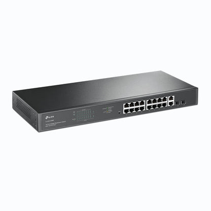 TP-Link TL-SG1218MP 18-Port Gigabit Rackmount Switch with 16 PoE+ (Unmanaged) 16x Gigabit PoE+ Ports, 2x Gigabit Non-PoE Ports, 2x Combo Gigabit  SFP Slots, 802.3at/af, 250W PoE Power, 36Gbps Switching Capacity, 802.1p/DSCP QoS