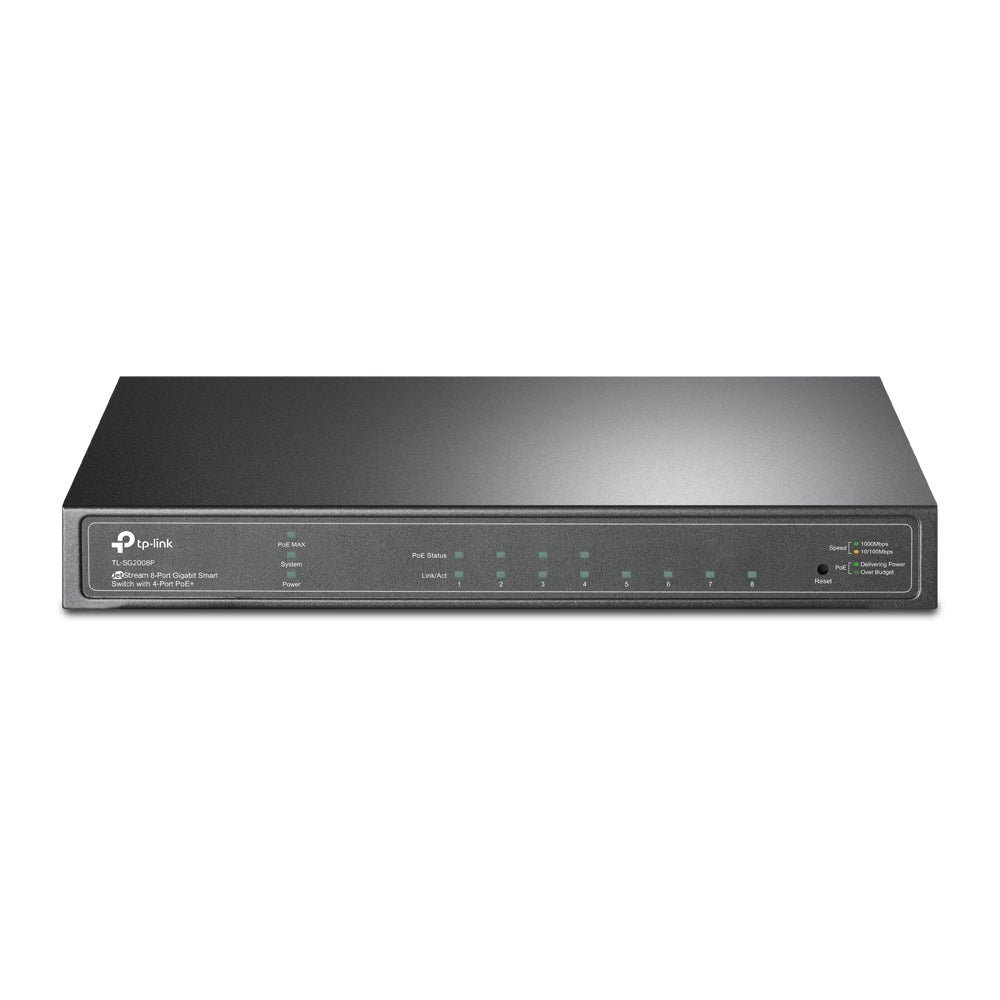 TP-Link TL-SG2008P 8-Port Gigabit Smart Switch with 4-Port PoE+ 62W PoE Power, Integration with Omada SDN Controller, 802.1Q VLAN, STP/RSTP/MSTP, IGMP Snooping, QoS, Robust Security, SNMP, Dual Image, IPv6