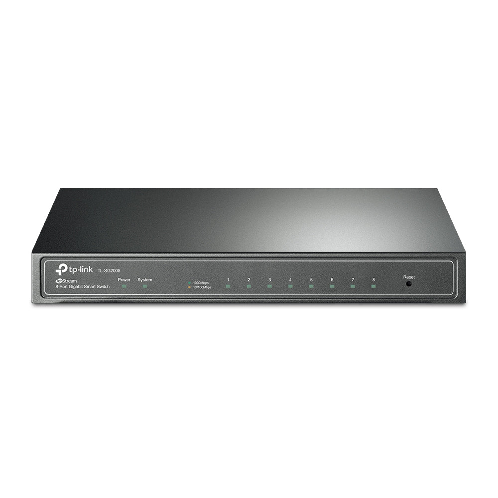 TP-Link TL-SG2008 8-Port Gigabit Smart Switch 8x RJ45 Ports, 1 PoE IN Port, Integration with Omada SDN Controller, Static Routing, 802.1Q VLAN, STP/RSTP/MSTP, IGMP Snooping, QoS, ACL, Dual Image, IPv6, SMP