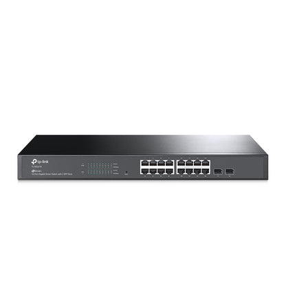 TP-Link TL-SG2218 16-Port Gigabit Smart Switch with 2 SFP Slots Integration with Omada SDN Controller, Static Routing, 802.1Q VLAN, STP/RSTP/MSTP, IGMP Snooping, Static Routing, QoS, Robust Security, SNMP, Dual Image, IPv6