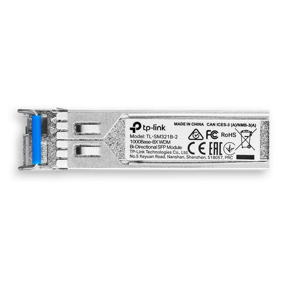 TP-Link TL-SM321B-2 1000Base-BX WDM Bi-Directional SFP Module Hot-Swappable Single-Mode Fiber Optic Transceiver with Up to 2 km Transmission Range TP LINK TPLINK