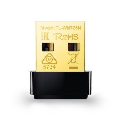 TP-Link TL-WN725N 150Mbps Wireless N Nano USB 2.0 Adapter 2.4GHz, Ad-Hoc / Infrastructure Modes, Nano Size Wi-Fi for Windows, macOS, Linux