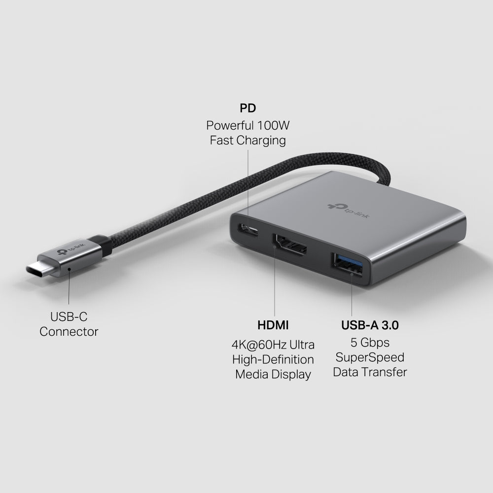 TP-Link UH9120C 9 in 1 Hub with 4K 60Hz HDMI, 2 USB-A 3.0, USB Type-C 3.0, PD100W Fast Charging, SD / TF 20MB/s Card Slots, RJ45 1Gbps Ethernet Ports, 5Gbps SuperSpeed Data Transfer, Multicompatible Plug & Play for PC Desktop Laptop