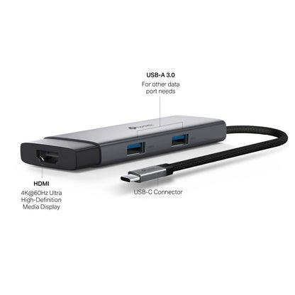 TP-Link UH9120C 9 in 1 Hub with 4K 60Hz HDMI, 2 USB-A 3.0, USB Type-C 3.0, PD100W Fast Charging, SD / TF 20MB/s Card Slots, RJ45 1Gbps Ethernet Ports, 5Gbps SuperSpeed Data Transfer, Multicompatible Plug & Play for PC Desktop Laptop