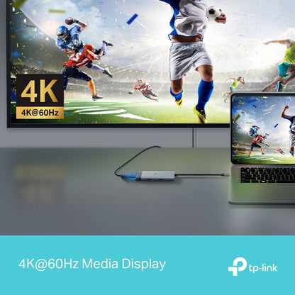 TP-Link UH9120C 9 in 1 Hub with 4K 60Hz HDMI, 2 USB-A 3.0, USB Type-C 3.0, PD100W Fast Charging, SD / TF 20MB/s Card Slots, RJ45 1Gbps Ethernet Ports, 5Gbps SuperSpeed Data Transfer, Multicompatible Plug & Play for PC Desktop Laptop
