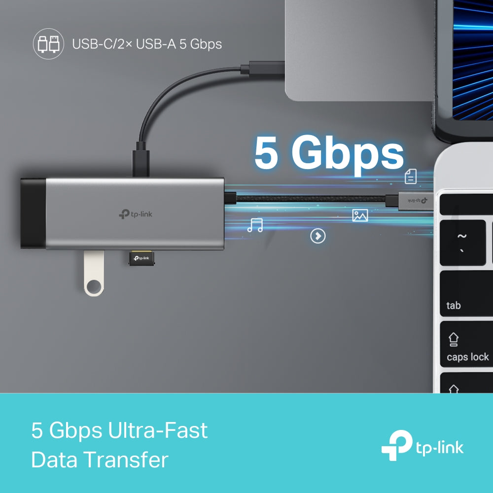 TP-Link UH9120C 9 in 1 Hub with 4K 60Hz HDMI, 2 USB-A 3.0, USB Type-C 3.0, PD100W Fast Charging, SD / TF 20MB/s Card Slots, RJ45 1Gbps Ethernet Ports, 5Gbps SuperSpeed Data Transfer, Multicompatible Plug & Play for PC Desktop Laptop