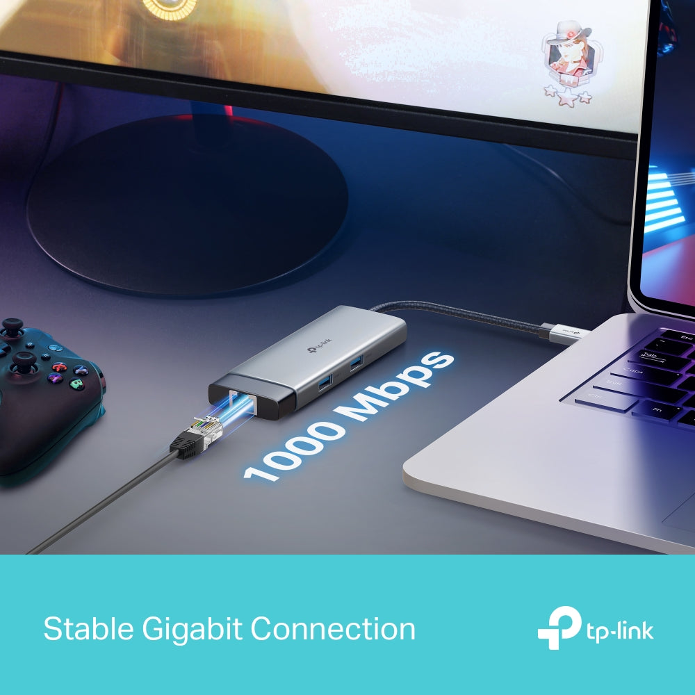 TP-Link UH9120C 9 in 1 Hub with 4K 60Hz HDMI, 2 USB-A 3.0, USB Type-C 3.0, PD100W Fast Charging, SD / TF 20MB/s Card Slots, RJ45 1Gbps Ethernet Ports, 5Gbps SuperSpeed Data Transfer, Multicompatible Plug & Play for PC Desktop Laptop