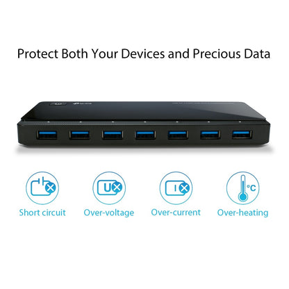 TP-Link UH720 USB 3.0 7-Port Hub with 2 Charging Ports, 1m USB 3.0 Cable, Fast Data Transfer Up to 5Gbps, Driver Free for Windows 10/ 8.1 / 8 / 7 / Vista / XP or macOS X, Linux