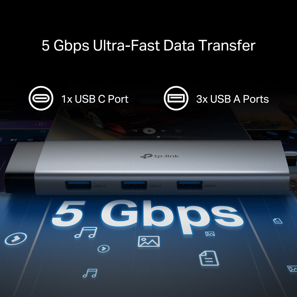 TP-Link UH9120C 9 in 1 Hub with 4K 60Hz HDMI, 2 USB-A 3.0, USB Type-C 3.0, PD100W Fast Charging, SD / TF 20MB/s Card Slots, RJ45 1Gbps Ethernet Ports, 5Gbps SuperSpeed Data Transfer, Multicompatible Plug & Play for PC Desktop Laptop