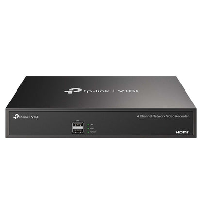 TP-Link VIGI NVR1004H-4P 4 Channel Live View 53W PoE+ Network Video Recorder 4K HDMI Output, Sync Playback, H.265+ Video Coding, ONVIF and SMART Detection and SATA Port with Max 10TB Storage for Security and Live Surveillance