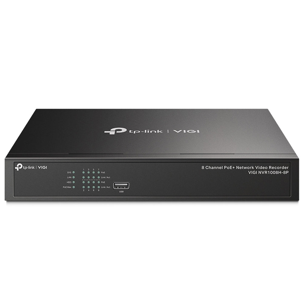 TP-Link ViGI NVR1008H-8P 8 Channel Live View PoE+ Network Video Recorder 4K Output, 24/7 Recording, H.265 Video Coding, ONVIF and SMART Detection, Rack Mountable Max 10TB Storage with Remote Monitoring for Security and Live Surveillance
