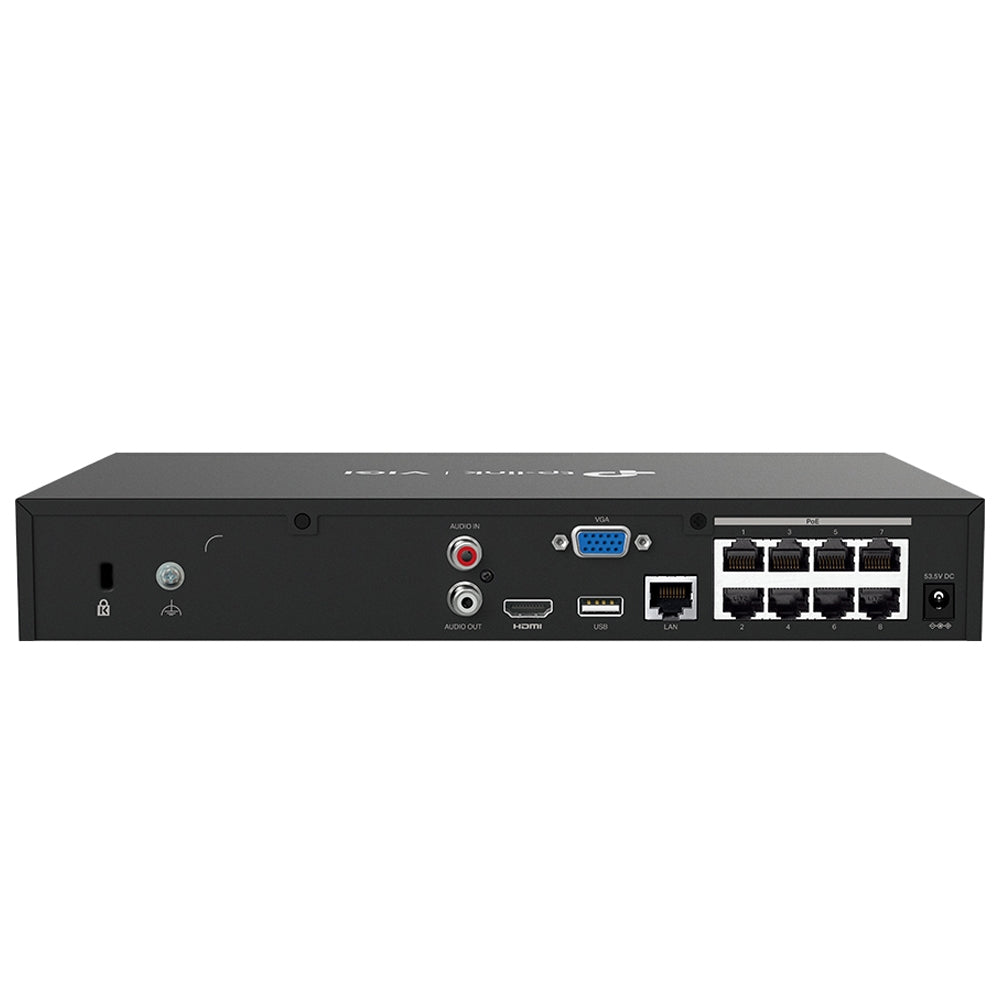 TP-Link ViGI NVR1008H-8P 8 Channel Live View PoE+ Network Video Recorder 4K Output, 24/7 Recording, H.265 Video Coding, ONVIF and SMART Detection, Rack Mountable Max 10TB Storage with Remote Monitoring for Security and Live Surveillance