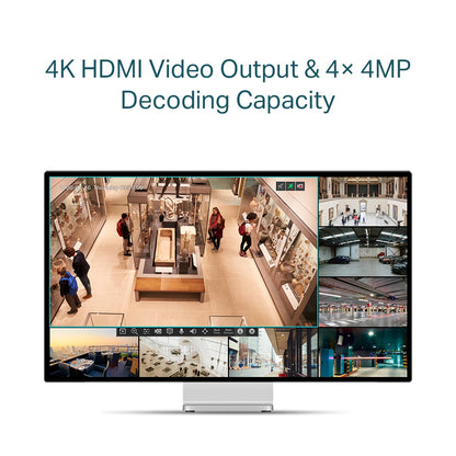 TP-Link ViGI NVR1008H-8P 8 Channel Live View PoE+ Network Video Recorder 4K Output, 24/7 Recording, H.265 Video Coding, ONVIF and SMART Detection, Rack Mountable Max 10TB Storage with Remote Monitoring for Security and Live Surveillance