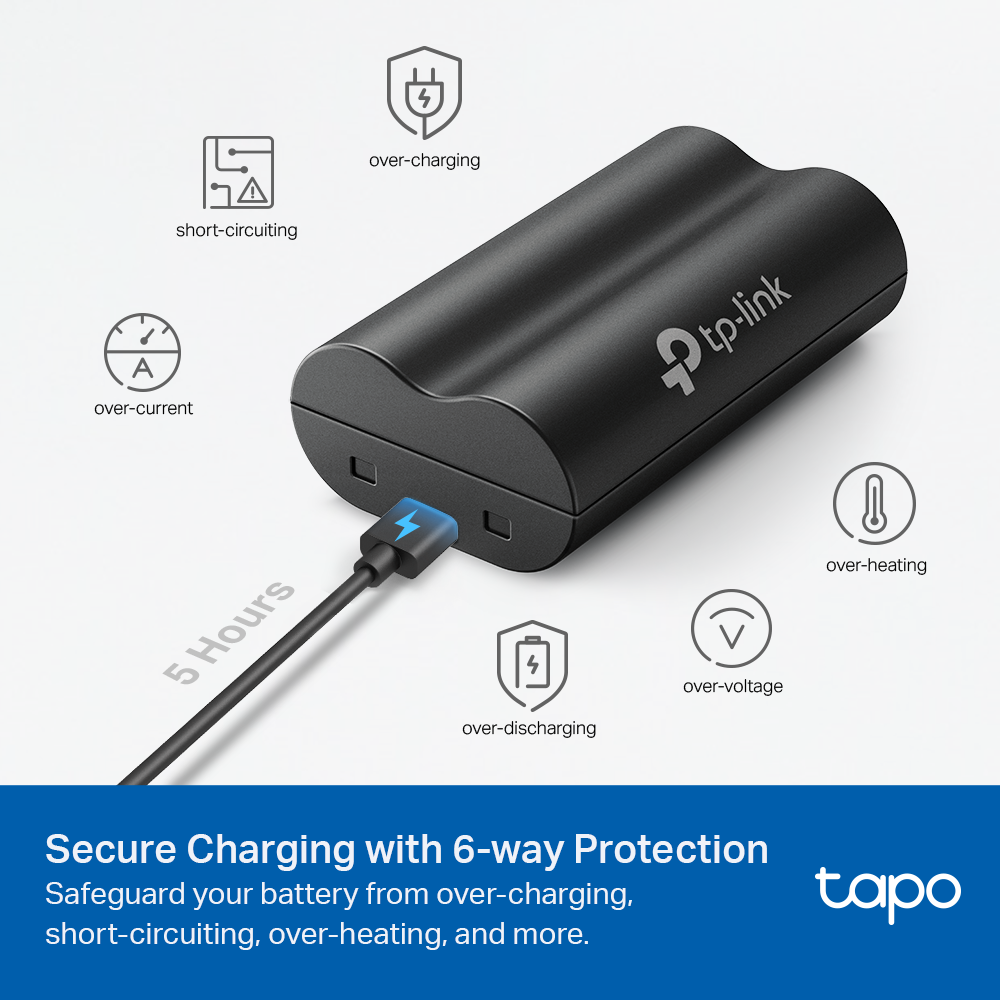 TP-Link Tapo A100 Battery Pack 6700mAh for Tapo D230 Video Doorbell, C420 & C400 Battery-Powered Security Cameras with Up to 180 Days Operating Time & 5-Hour Charging Time  | CCTV & Surveillance Camera System | TP Link TPLink