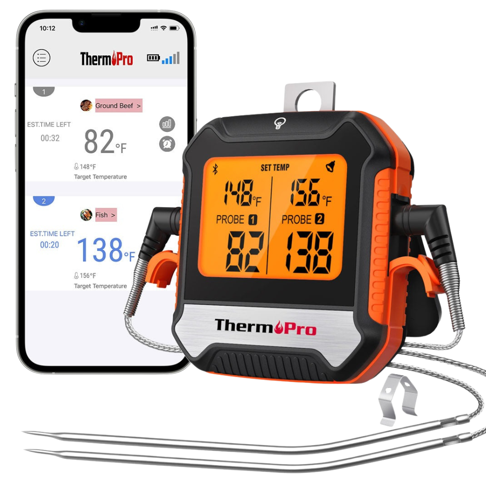 ThermoPro Single / Dual Probe Digital Meat Thermometer for Oven, Grill, Sous Vide, BBQ, Smoker, Rotisserie, Smart Kitchen Cooking with 14°F to 572°F Temperature, Bluetooth Connectivity, 450ft Remote Range | TP901 | TP902 | TP903 | TP904