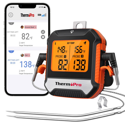 ThermoPro Single / Dual Probe Digital Meat Thermometer for Oven, Grill, Sous Vide, BBQ, Smoker, Rotisserie, Smart Kitchen Cooking with 14°F to 572°F Temperature, Bluetooth Connectivity, 450ft Remote Range | TP901 | TP902 | TP903 | TP904