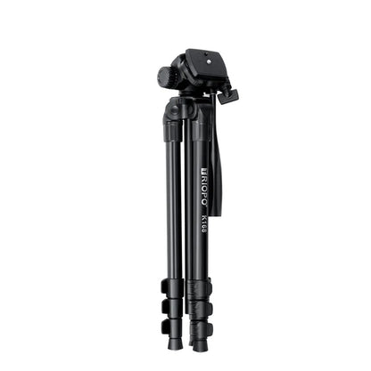 Triopo K168 4-Section Camera Tripod with 55" Max Height, 8Kg Max Payload and QR Quick Release Plate Mount for Professional Photography and Videography (Black)