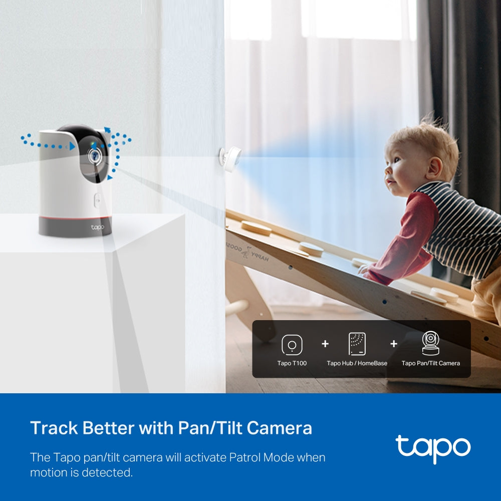 TP-Link Tapo T100 Smart Motion Sensor with 3 Levels, 7 Meters Max Detection Distance, Instant Alerts and Application Notifications for Home Security