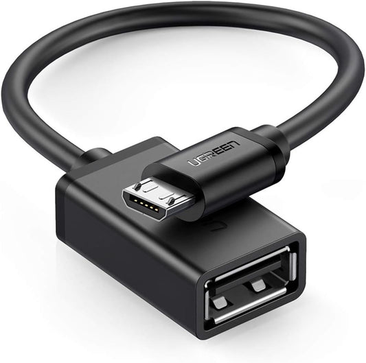 UGREEN Micro USB 2.0 Male to USB-A Female OTG Adapter Cable with 480Mbps Data Speed - Black for Smartphone and Tablet (0.15 Meter) | 10396