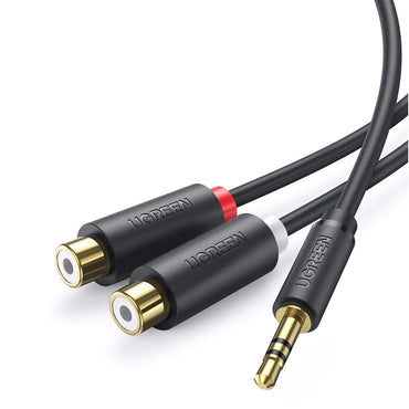 UGREEN 0.25 Meter 3.5mm AUX Male to 2 RCA Female Audio Jack Gold-Plated Cable for Audio, Laptop, Speaker, TV, Video Camera, Hi-fi Amplifier | 10547