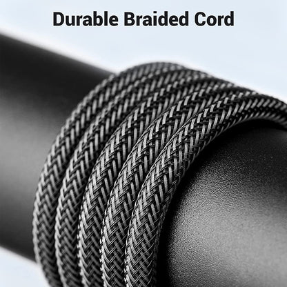 [CLEARANCE] UGREEN 3.5mm to Dual 6.35mm AUX Mono Breakout Cable with Cotton Braided Cable and Gold Plated Contact Plugs for Speaker, Mixer, Amplifiers, TV, Laptop, PC, Phone (5-Meters) | 10619