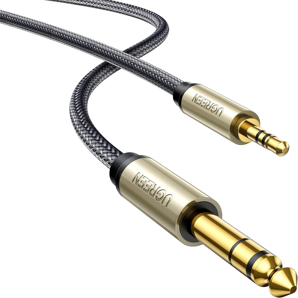 UGREEN 3.5mm Male to 6.35mm Male TRS AUX Audio Cable Hi-Fi with Gold-Plated Jack Connectors, Nylon Braided Jacket for PC, Laptop, Phone, Tablet, Speaker, Guitar, Amplifier, Headphone, etc. (1M, 2M, 3M, 5M) | 10325 10628 10629 10630