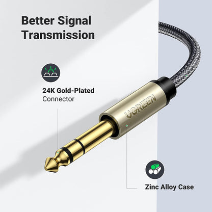UGREEN 3.5mm Male to 6.35mm Male TRS AUX Audio Cable Hi-Fi with Gold-Plated Jack Connectors, Nylon Braided Jacket for PC, Laptop, Phone, Tablet, Speaker, Guitar, Amplifier, Headphone, etc. (1M, 2M, 3M, 5M) | 10325 10628 10629 10630