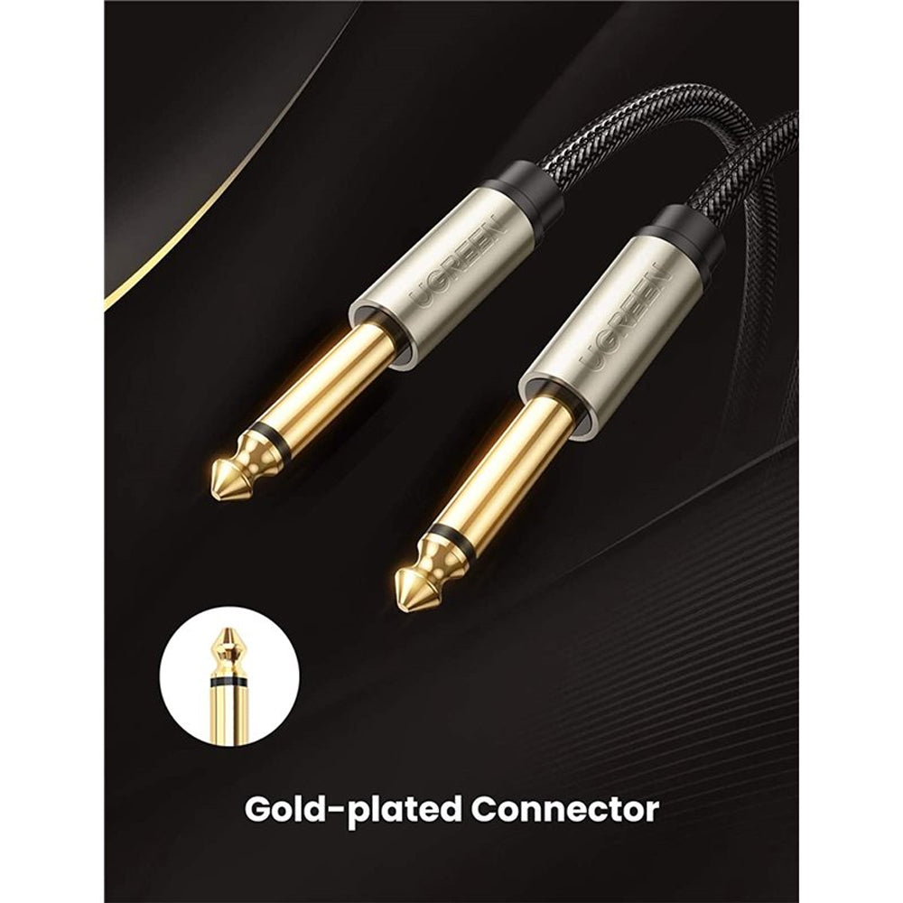 UGREEN 1 / 2 / 3 / 5 Meter Hi-Fi 6.35mm Male to Male AUX Instrument Audio Cable with Gold Plated Contacts, Nylon Braided Sleeves, and Zinc-Alloy Casing for Electric Guitars, Amplifiers, Mixers | 10636, 10638, 10639