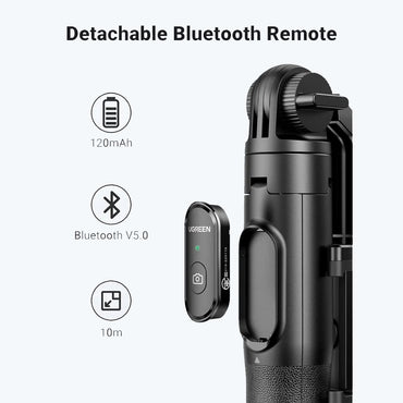 UGREEN 150cm Selfie Stick Tripod with Bluetooth Remote & Extendable Rod for Smartphones & Cameras | LP586