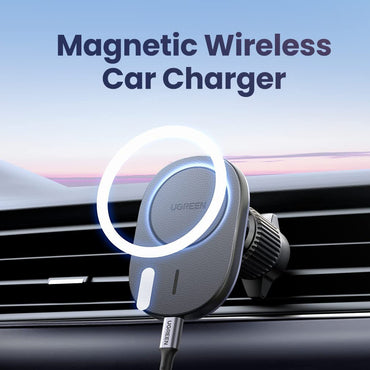[CLEARANCE] UGREEN Wireless Fast Charging Magnetic Car Charger Phone Holder with Dashboard and Aircon Vent Mount for iPhone and Android Smartphones | 15120