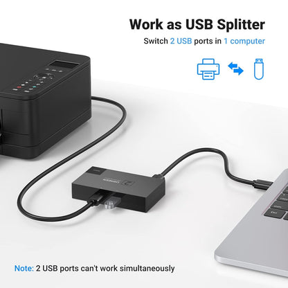 [CLEARANCE] UGREEN 2-in-1 USB 3.0 Bidirectional Sharing Switch Selector with 5Gbps High-Speed Transmission, One Switch Button, Anti-Backflow Design for Windows 10/8/8.1/7/Vista/XP, macOS, Linux, and Chrome OS | 15149