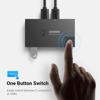 [CLEARANCE] UGREEN 2-in-1 USB 3.0 Bidirectional Sharing Switch Selector with 5Gbps High-Speed Transmission, One Switch Button, Anti-Backflow Design for Windows 10/8/8.1/7/Vista/XP, macOS, Linux, and Chrome OS | 15149