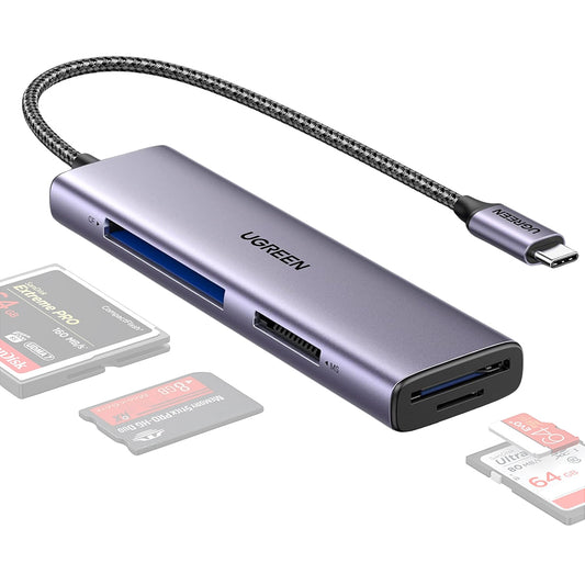 UGREEN 4-in-1 USB Type C Memory Card Reader with CF CompactFlash, MS MemoryStick, TF TransFlash and SD Card Slots, Supports Simultaneous Reading | 15307