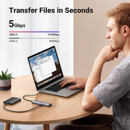 UGREEN 4 Port USB C Hub Multiport USB C & USB A 3.0 Adapter with 5Gbps Data Transmission Rate for PC, Desktop Computer, Laptop, MacBook, iMac, Tablet,  Mouse, Keyboard, Card Reader, etc. - Supports Windows, macOS, Linux, | 15395