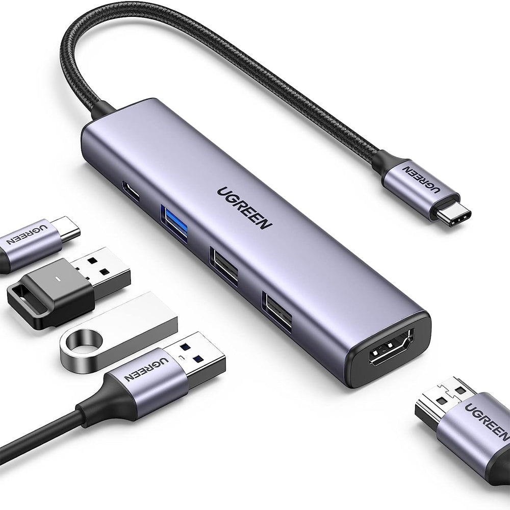 UGREEN Revodok 5-in-1 Multifunctional USB C Hub with 4K UHD HDMI, 100W PD Fast Charger, 2x 480Mbps USB A 2.0, 5Gbps USB A 3.0 for MacBook, iMac, PC, Laptop, etc. - Supports Windows, macOS, Linux | 15495