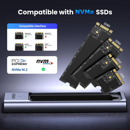 UGREEN M.2 M-Key NVMe/PCIE SSD Hard Drive Case Enclosure Adapter, 10Gbps USB 3.2 Gen2 USB C Transfer Rate, Supports SSD Size 2230/ 2242/ 2260/ 2280 up to 2TB Capacity, UASP & TRIM Function, LED Indicator for Windows/macOs/Linux | 15511